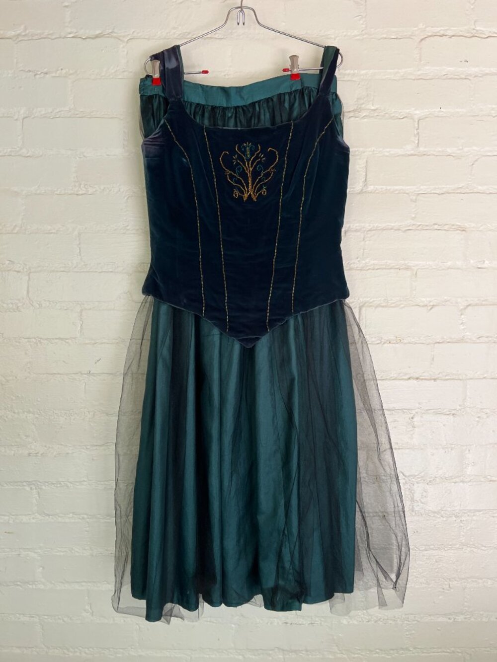 Handmade Bodice & Skirt Set Green Beaded Velvet Bodice w/Tulle Costume Emerald